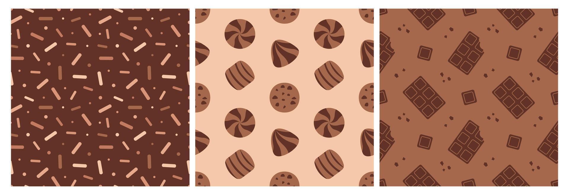 Delicious Chocolate Seamless Pattern with Bakery Items in Cartoon Style vector