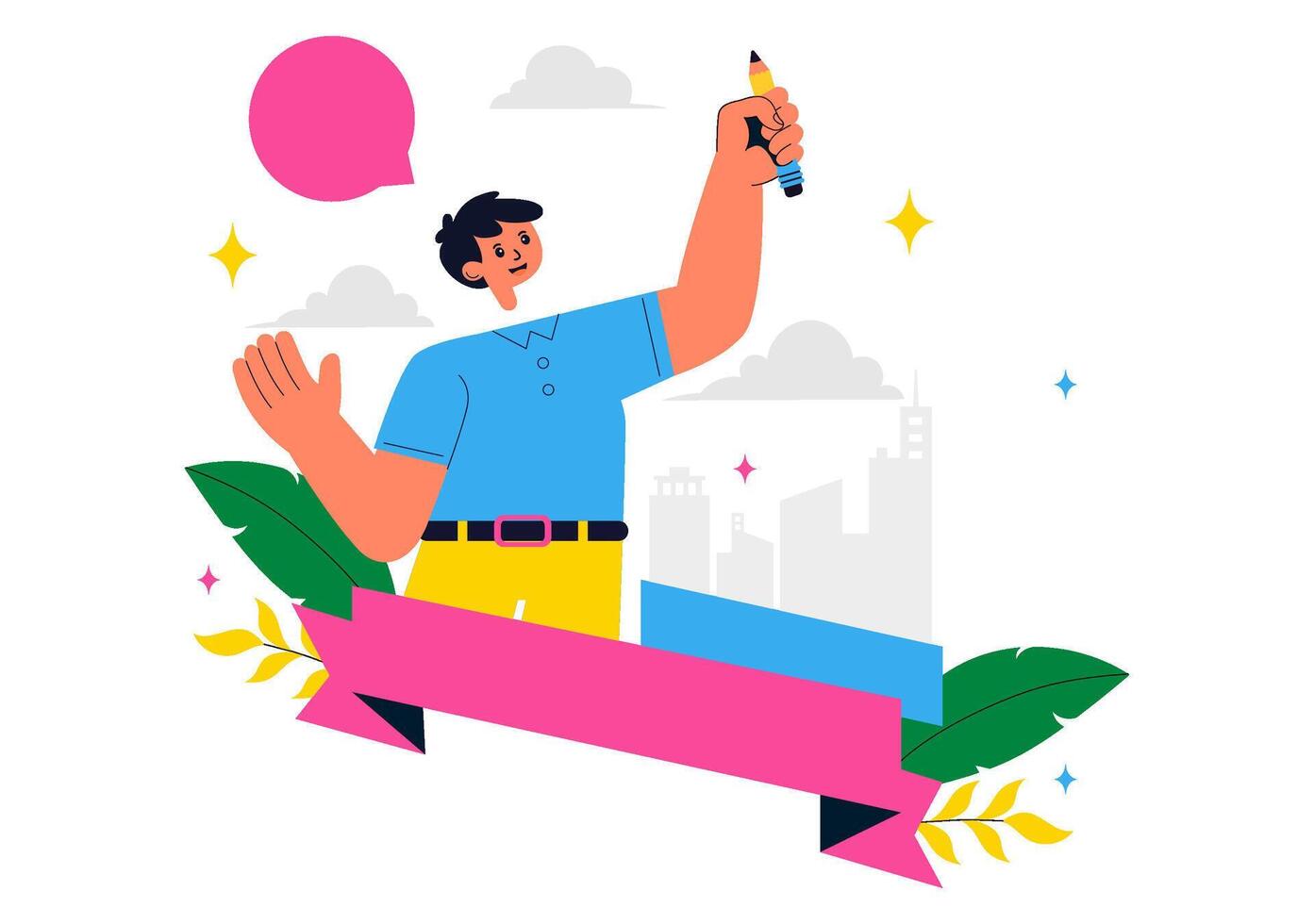 Proud to Be Left-Handed Flat Illustration for Left Handers Day vector