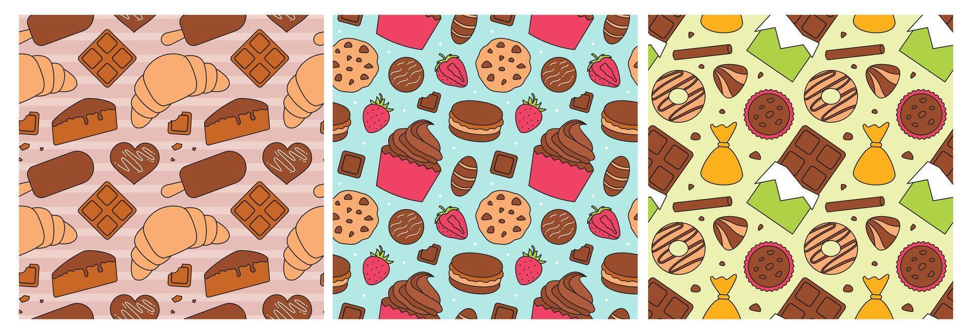 Chocolate and Dessert Seamless Pattern for Wrapping or Wallpaper vector