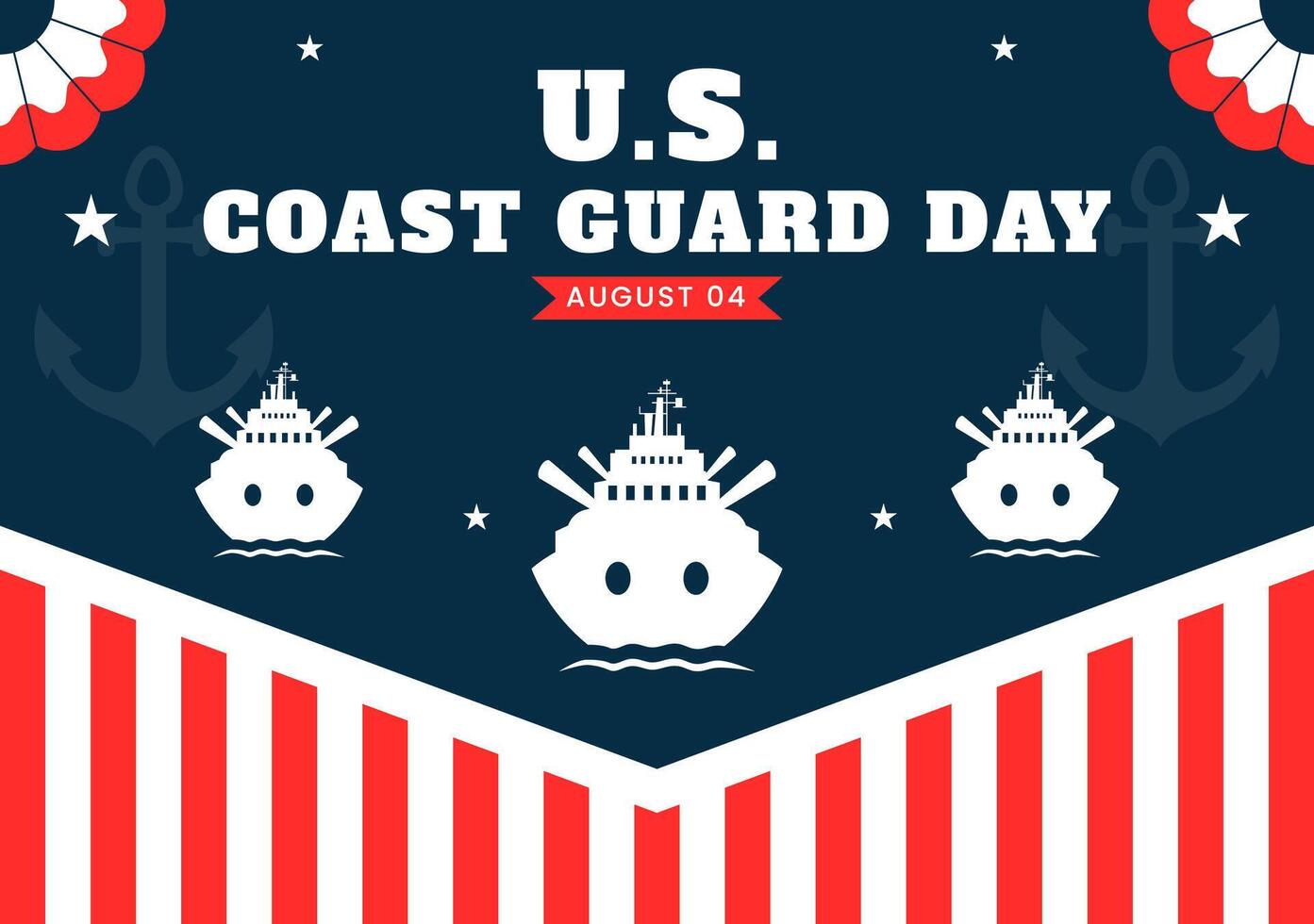 Flat Art of Coast Guard Day in the USA with Red, White, and Blue Colors vector