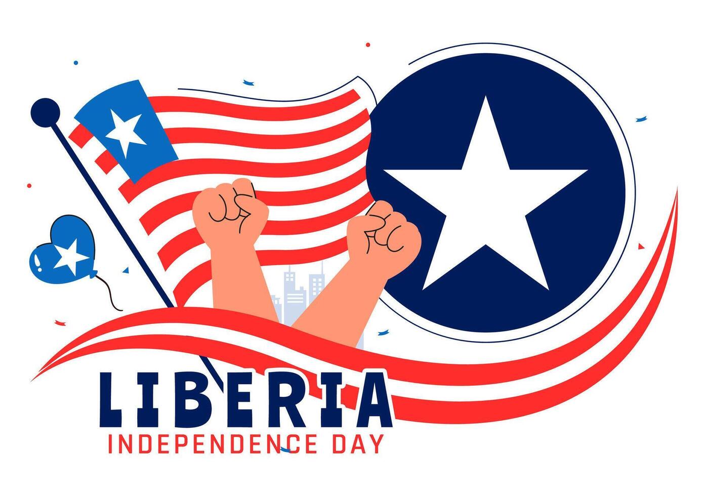 Liberia Independence Day on July 26 Featuring Flat Background and National Symbol vector