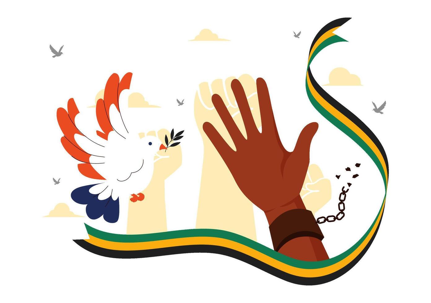 Jamaican Emancipation Celebration Art with Symbol of Freedom and National Pride vector