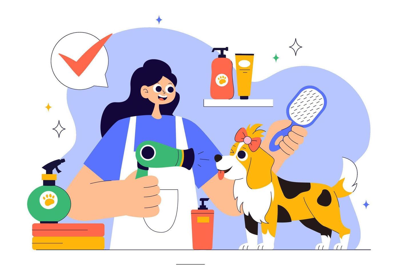 Veterinary Grooming Illustration for Healthy Pets vector