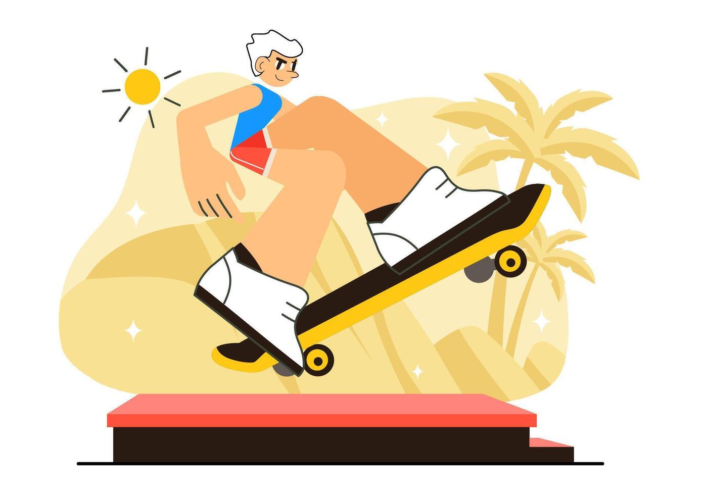 Cartoon Style Skateboard Trick Illustration with Extreme Sports Vibes vector