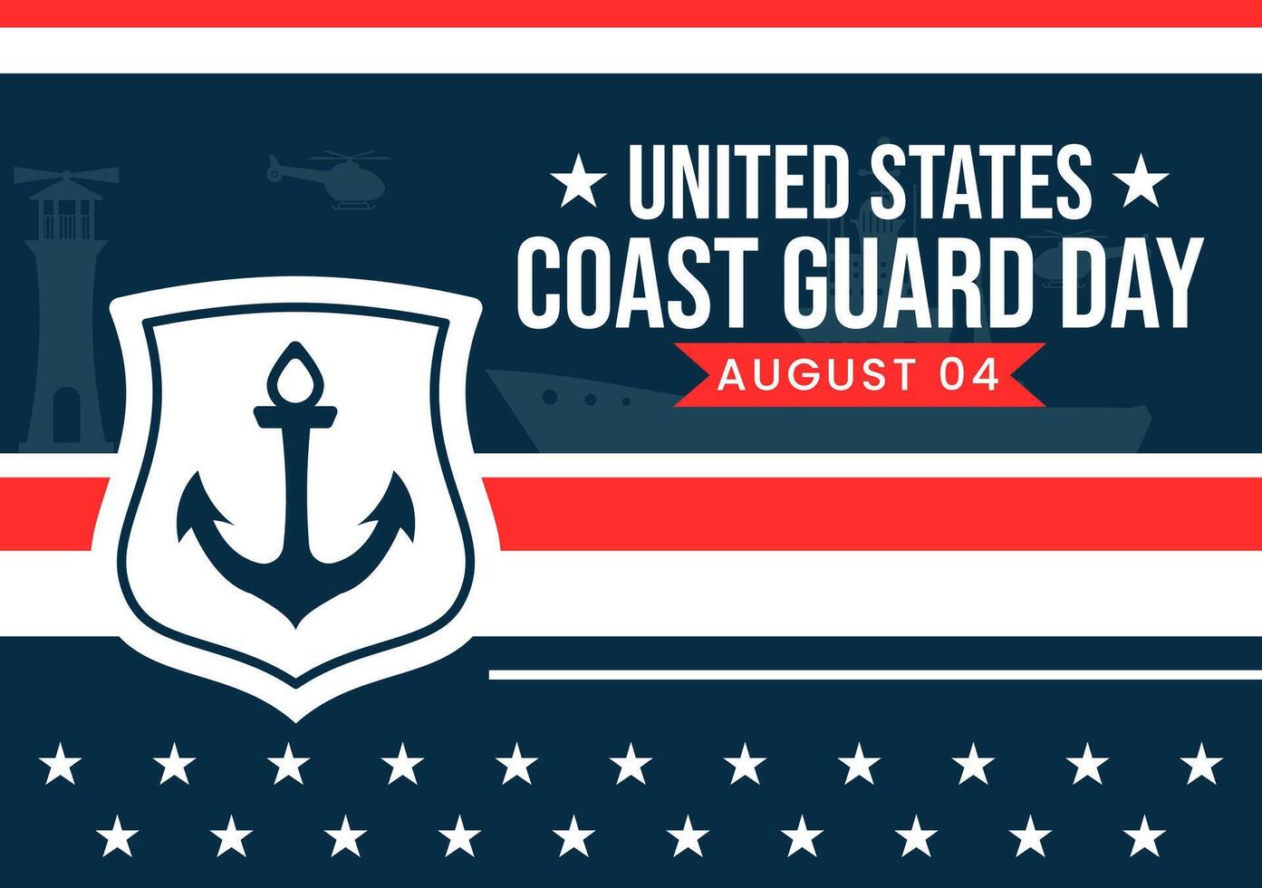 USA National Coast Guard Day Illustration with Maritime Elements and Patriotic Theme vector