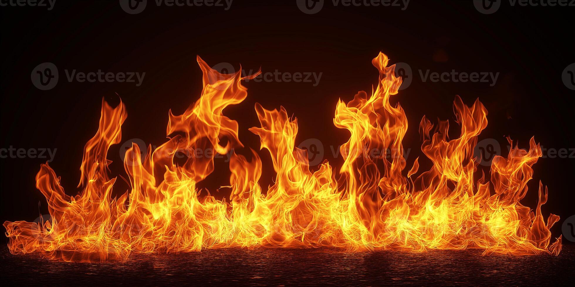 Fire flames on a black background. Blaze fire flame texture background. Close up of fire flames isolated on black background. Burn. Abstract fire flames background. Texture. photo