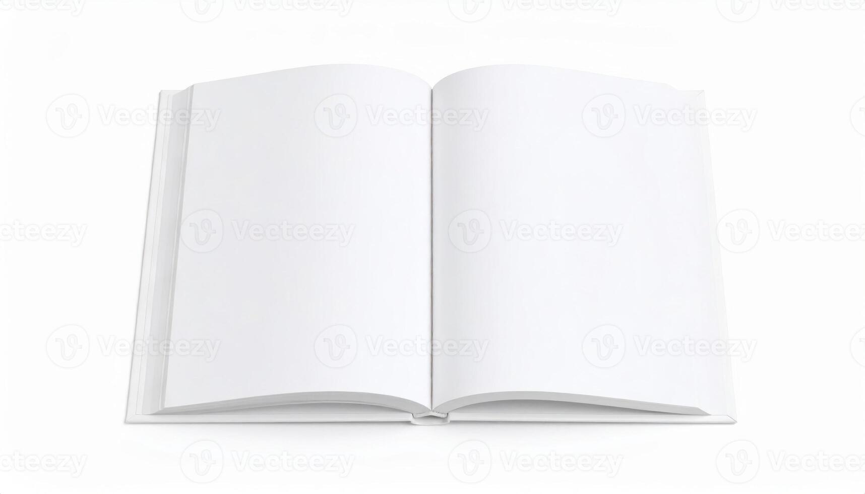 Opened book with blank pages mockup template photo