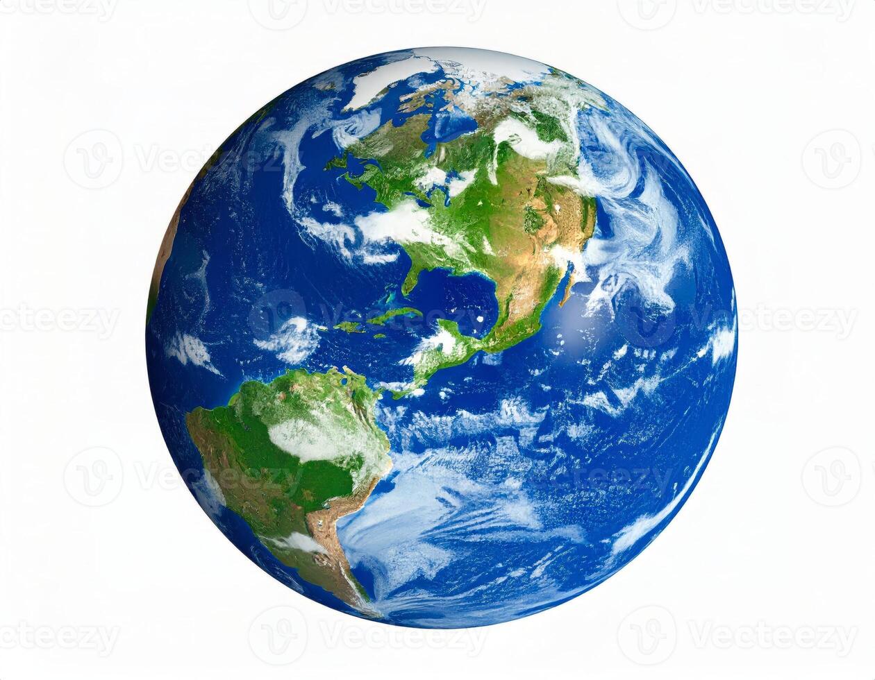 3D Earth globe isolated against a white canvas photo