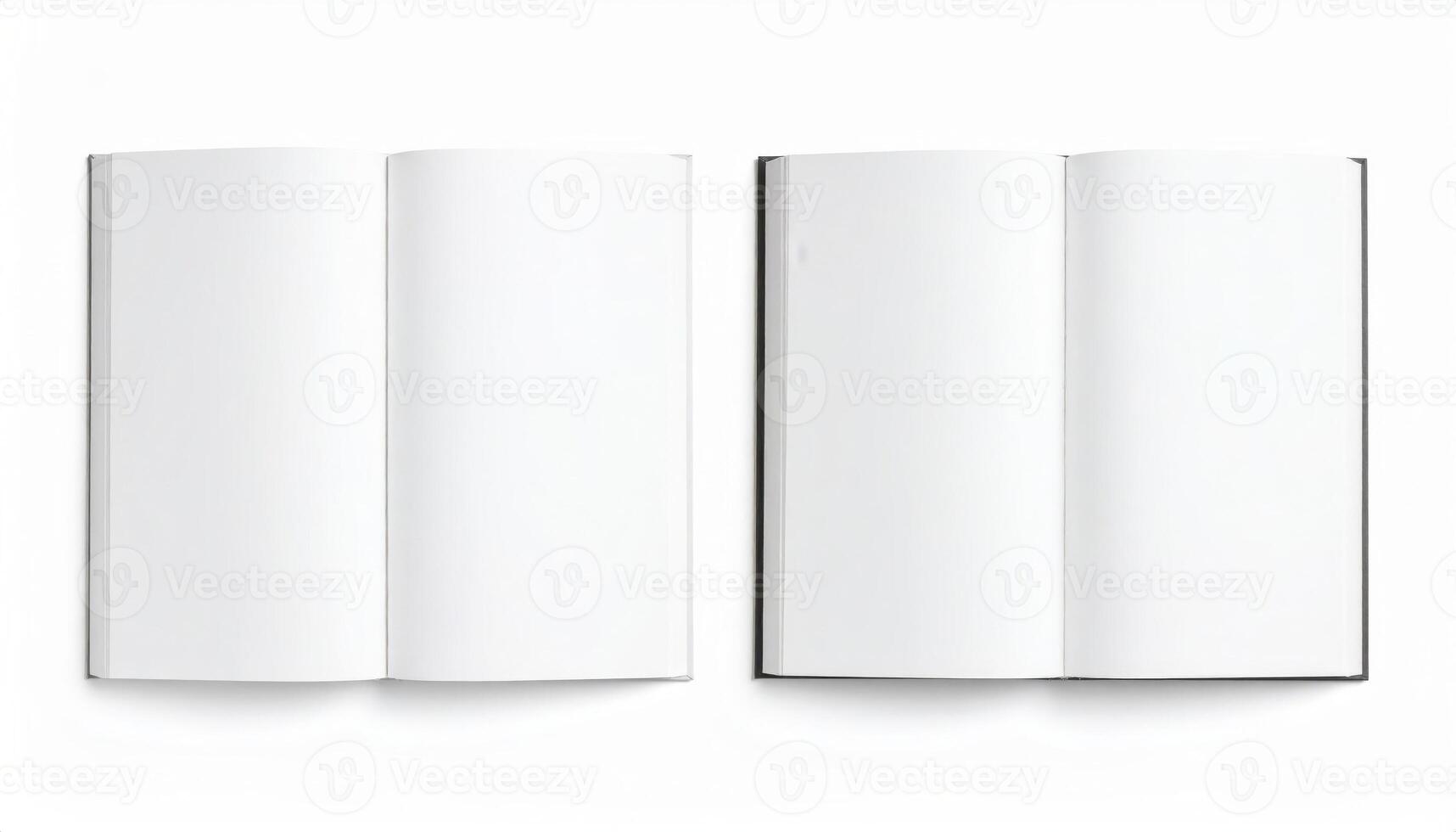 Opened book template with blank empty pages mockup photo
