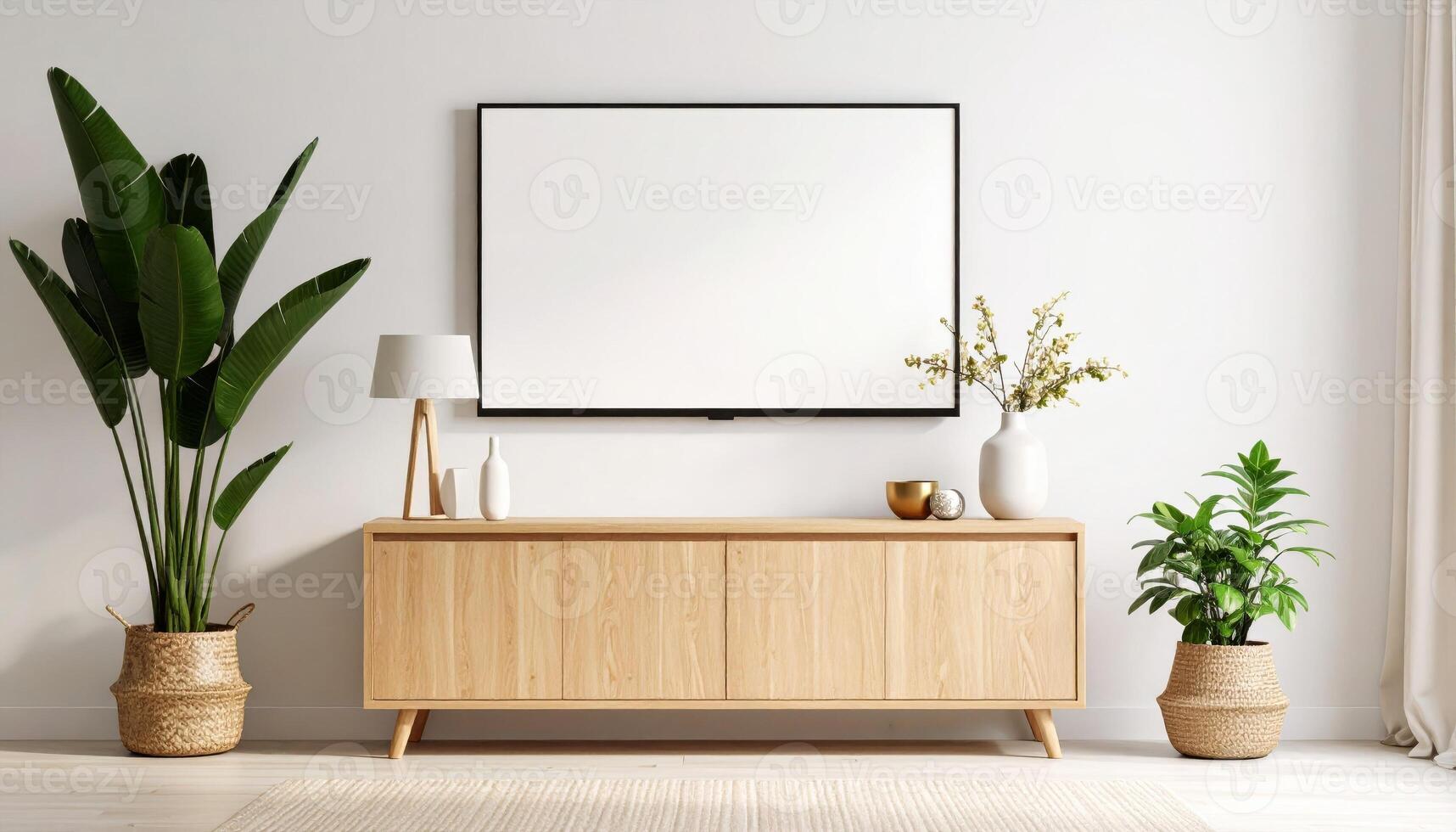 TV with empty blank screen mockup template background photo