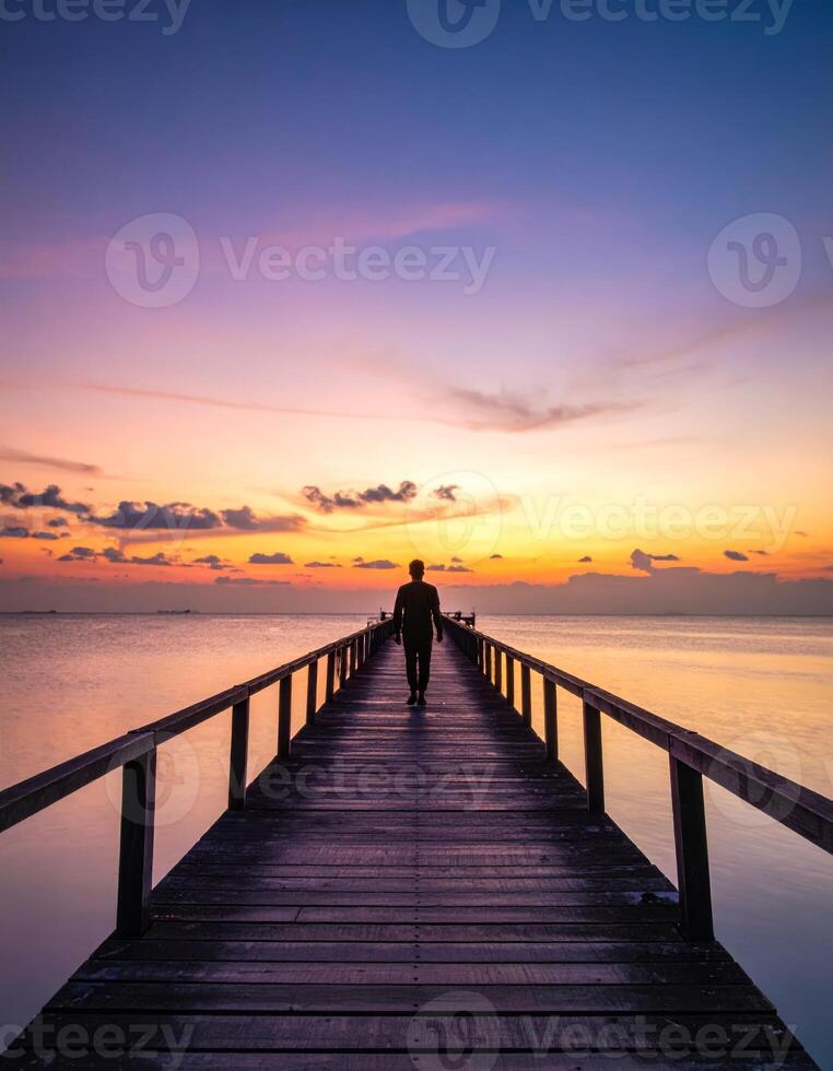 Calm setting with a woman representing thoughtful detachment background photo