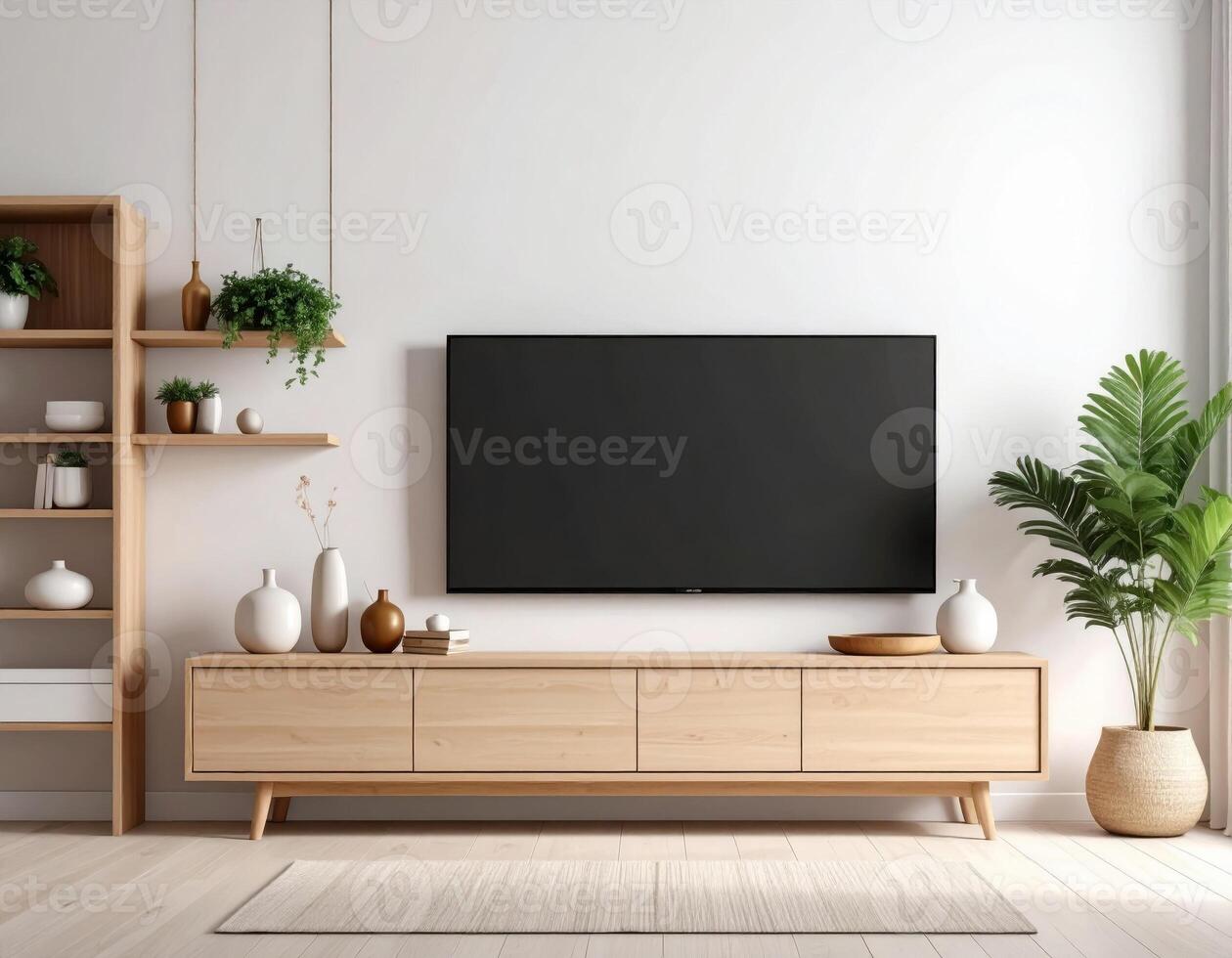 TV with empty blank display mockup template photo