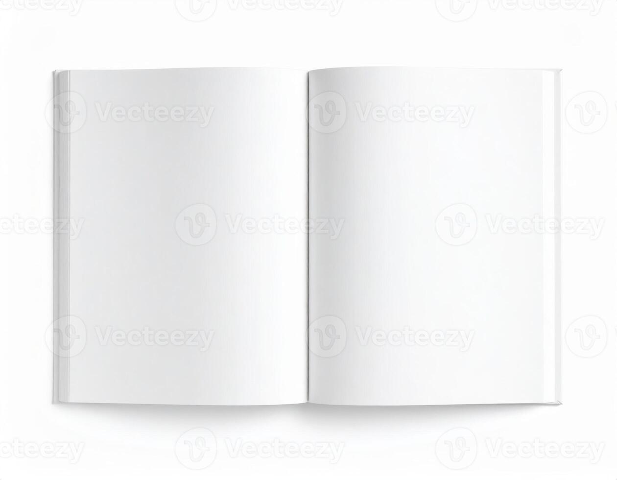 Opened book with empty pages mockup template photo