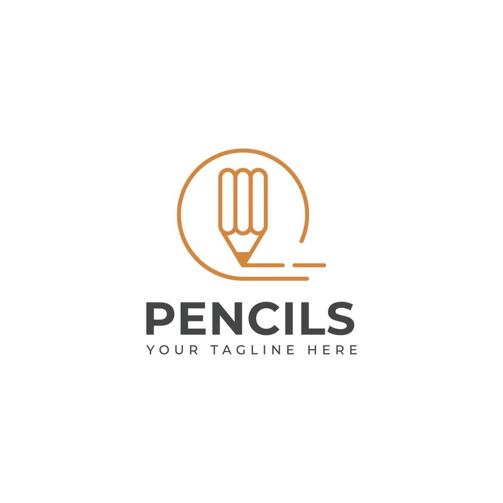 creative line pencil logo vector