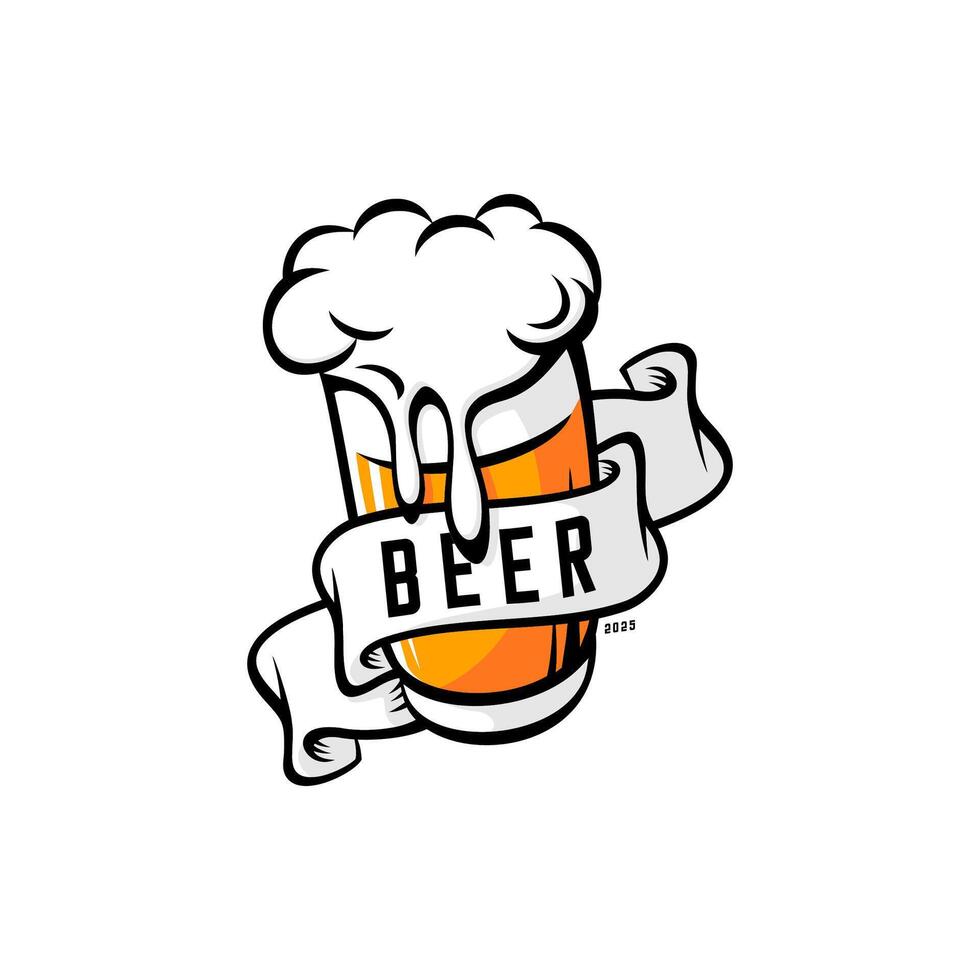 A Glass of beer and ribbon vector