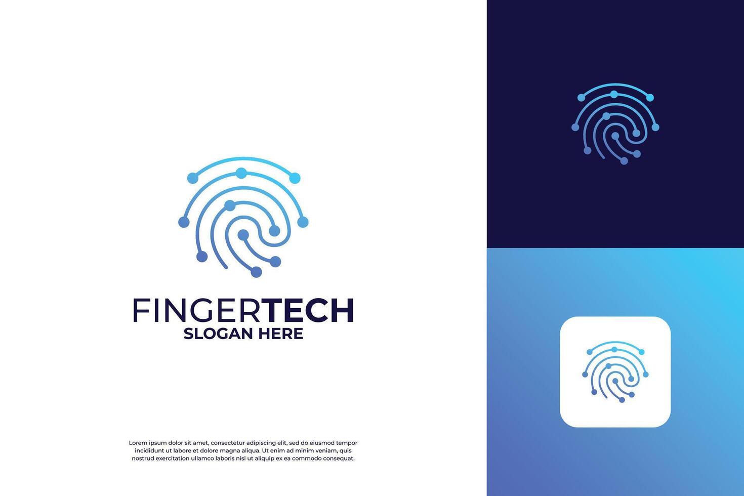 Security system logo design with fingerprint concept vector