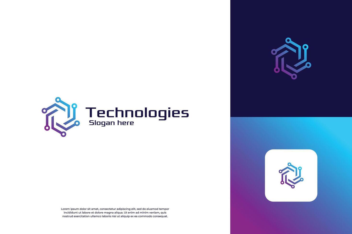 Blockchain logo design. Connection, circuit, digital technology logo template vector