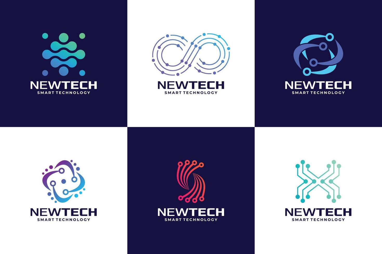 Set of Abstract technology logo design vector