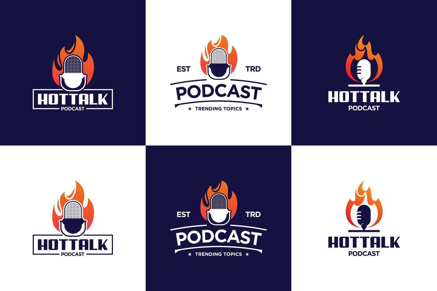 Podcast logo design collection. Trending topic logo template vector
