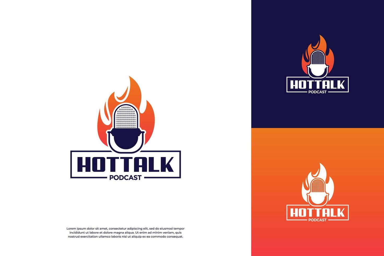 Hot podcast logo design template vector