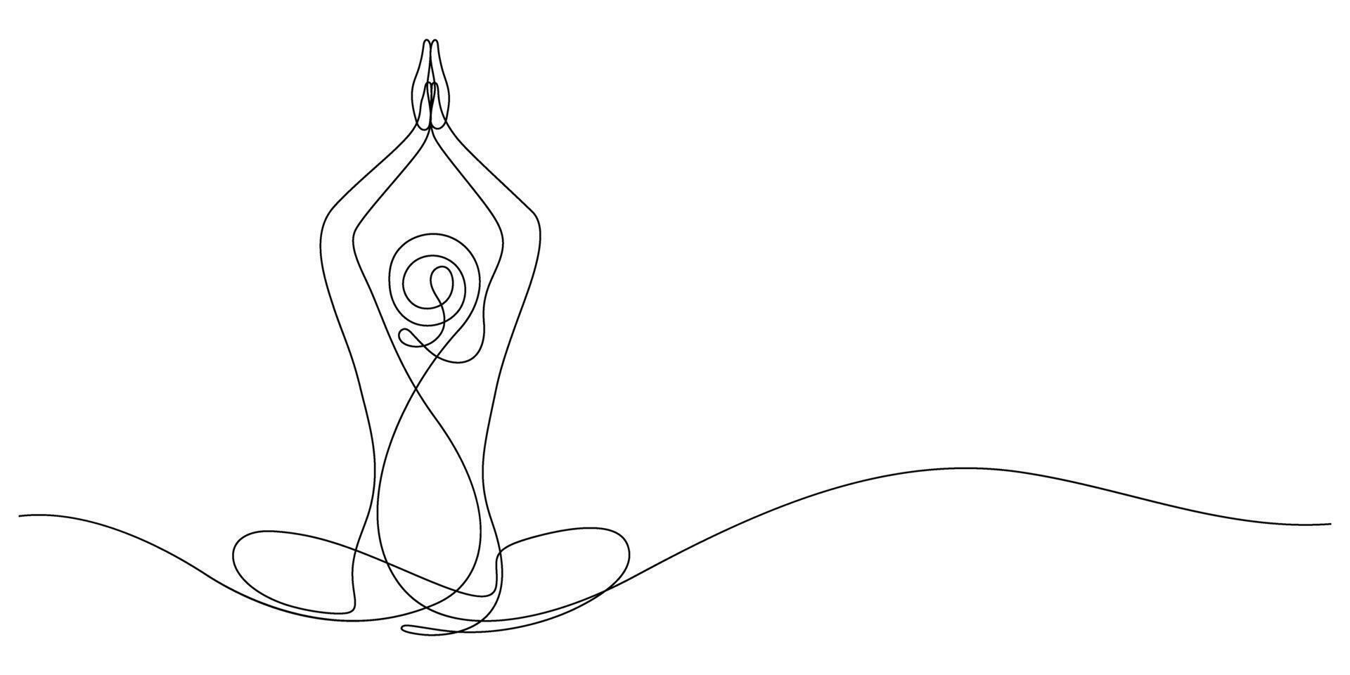 woman do asana yoga pose line art vector