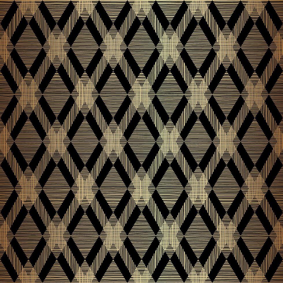 Gold Geometric Rhombus Seamless Pattern Design on Black Background in Elegant Style vector