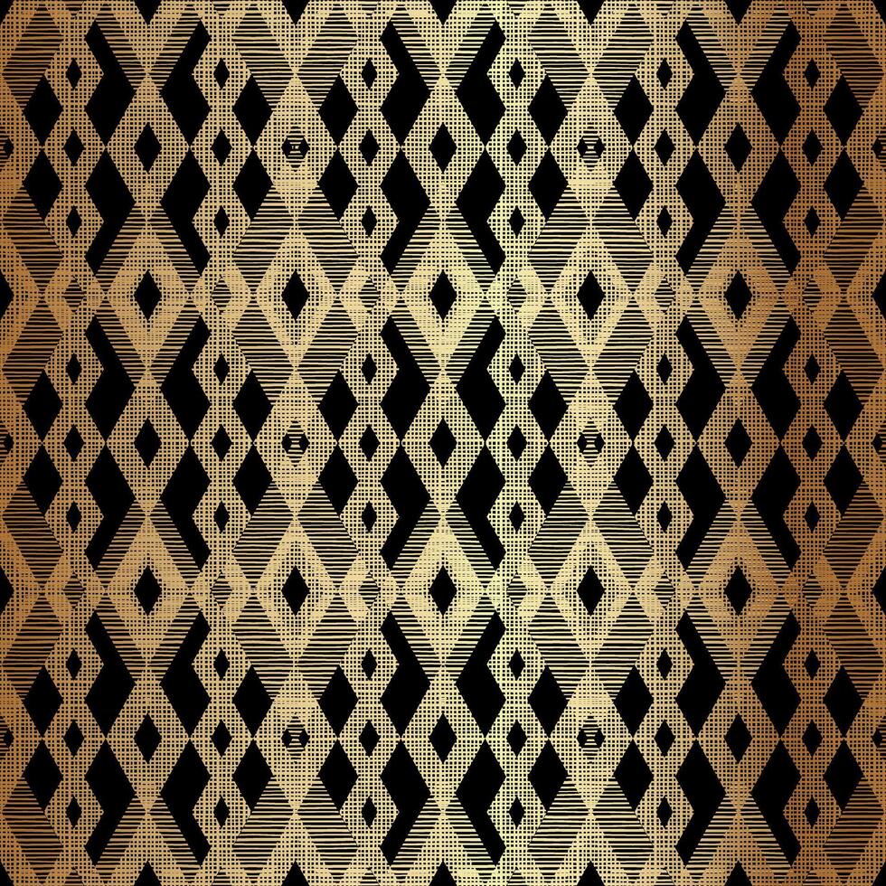 Gold Bronze Geometric Rhombus Seamless Pattern Design on Black Background in Elegant Style vector