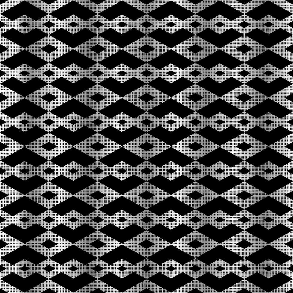 Silver Geometric Rhombus Seamless Pattern Design on Black Background in Elegant Style vector