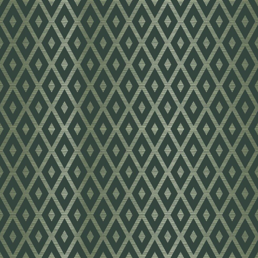 Elegant Dark Green Luxury Geometric Rhombus Textured Seamless Pattern Design Background vector