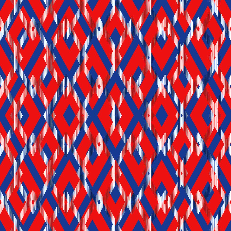Classic General Rhombus Geometric Seamless Pattern Design in Red and Blue vector
