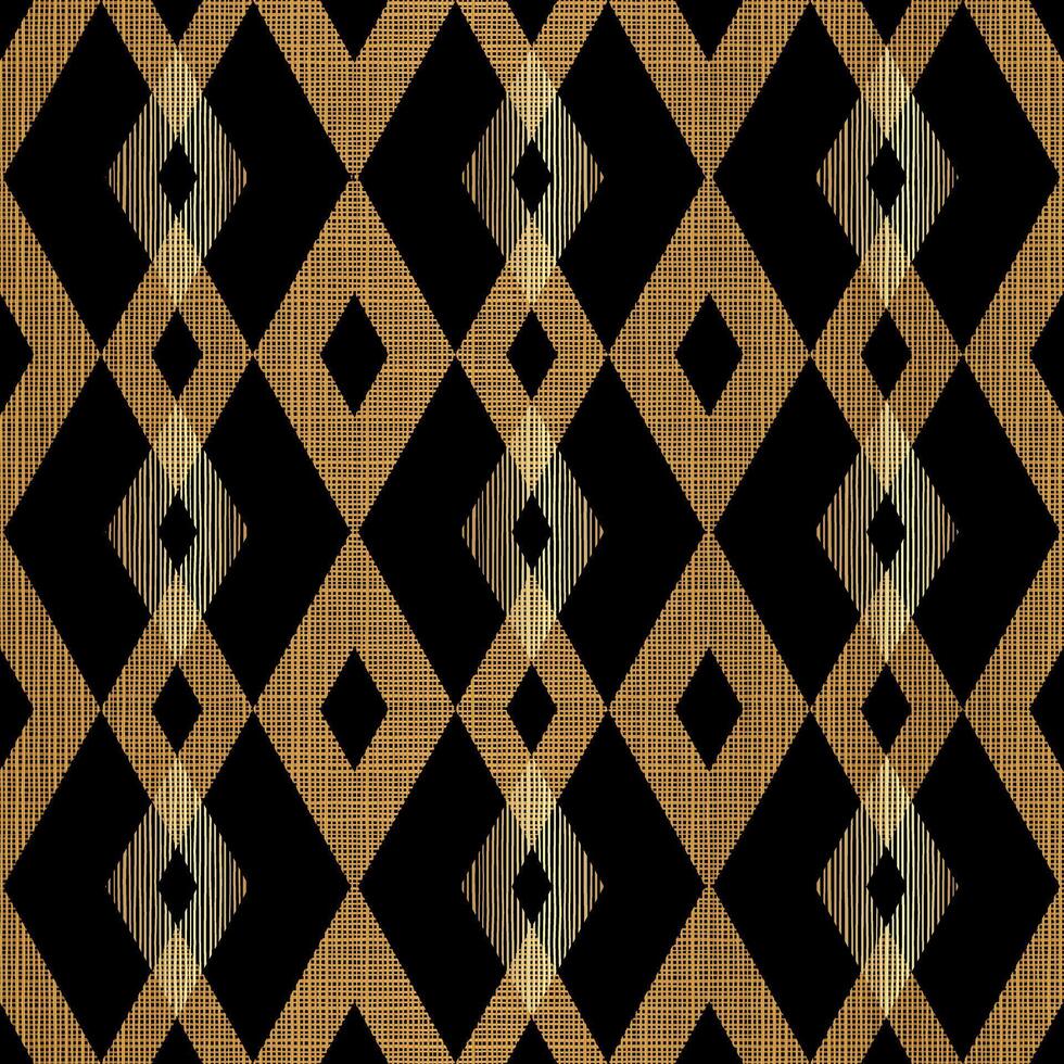 Gold Bronze Geometric Rhombus Pattern Design on Black Background in Elegant Style vector