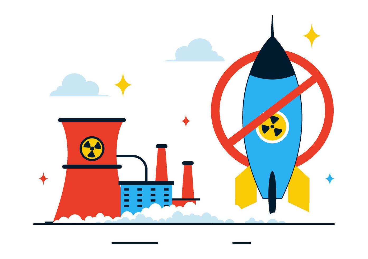 Cartoon Earth and Missile Concept for August 29 Nuclear Test Awareness Day vector