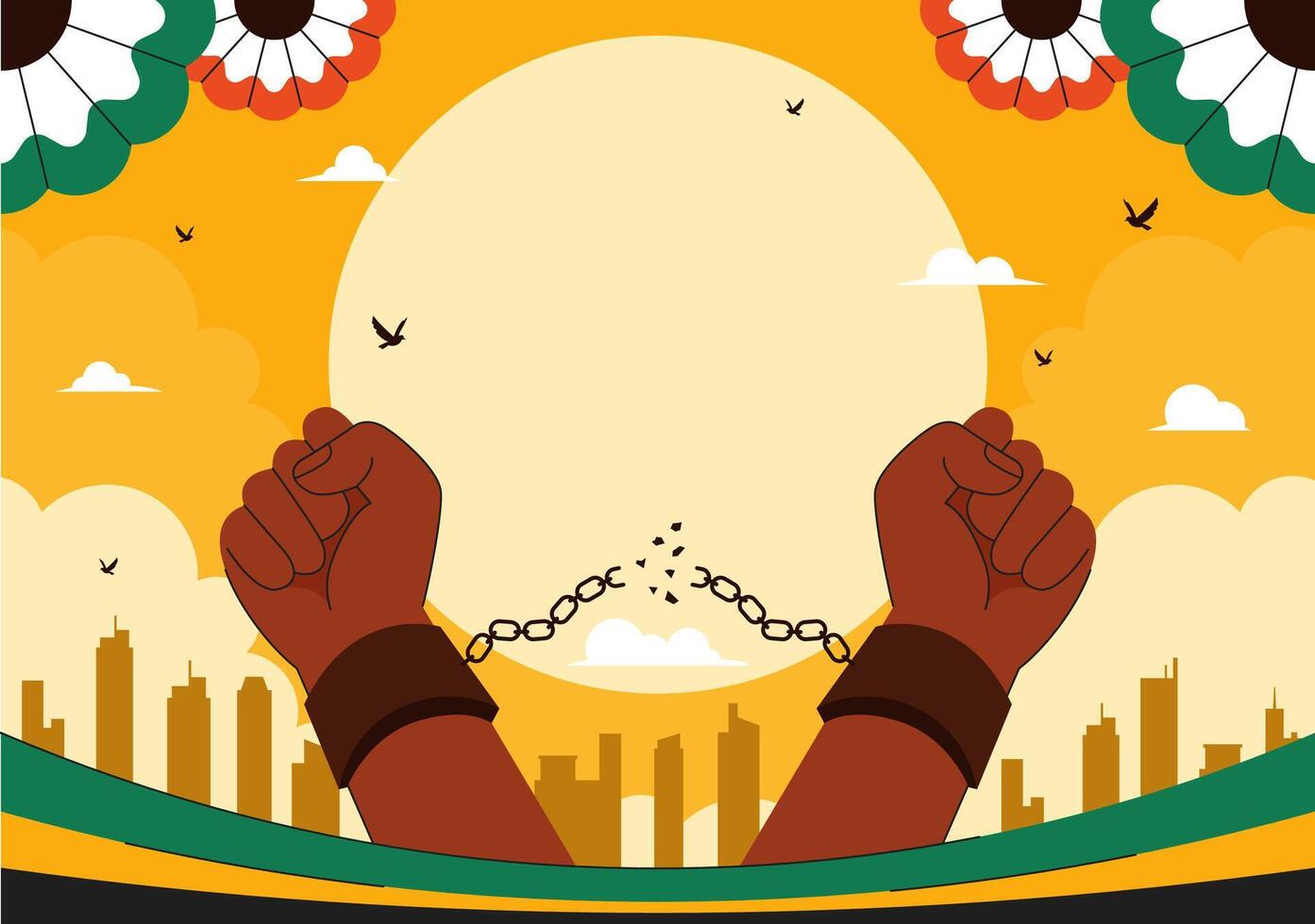 Emancipation Day in Jamaica Design with Waving Flag and Freedom Symbol in Cartoon Background vector