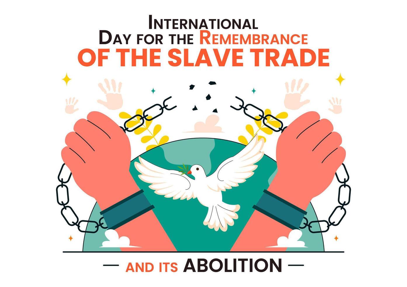 Illustration of a Dove Escaping from Handcuffs for International Remembrance Day vector