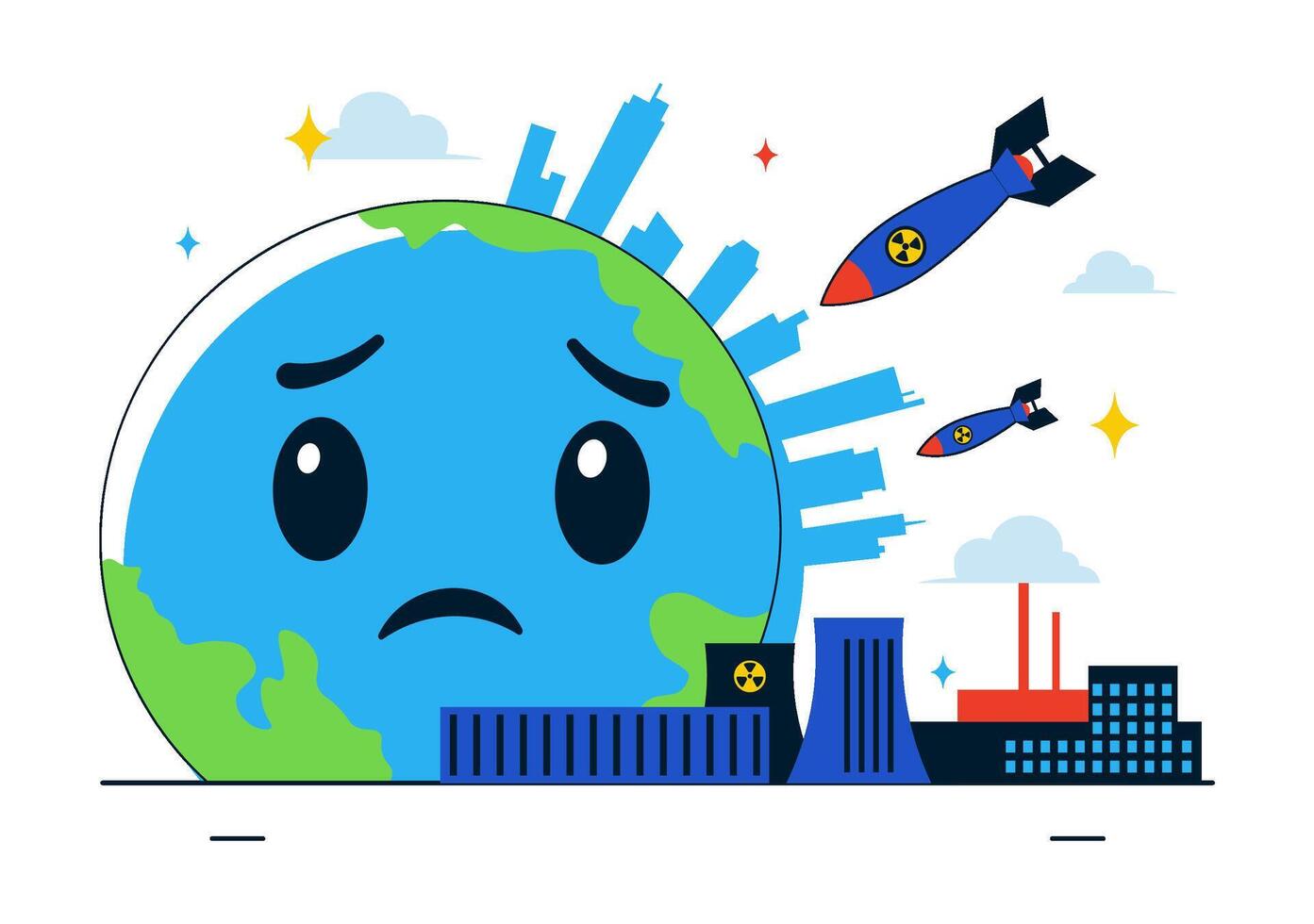 International Anti-Nuclear Test Day Poster with Earth and Missile in Flat vector