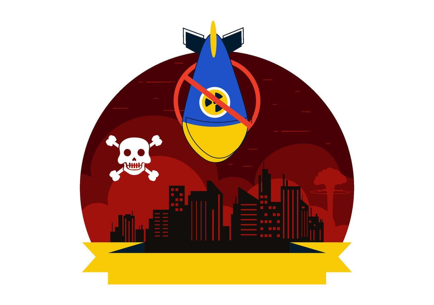Anti-Nuclear Tests Day with Rocket and Planet Earth in Flat Design vector