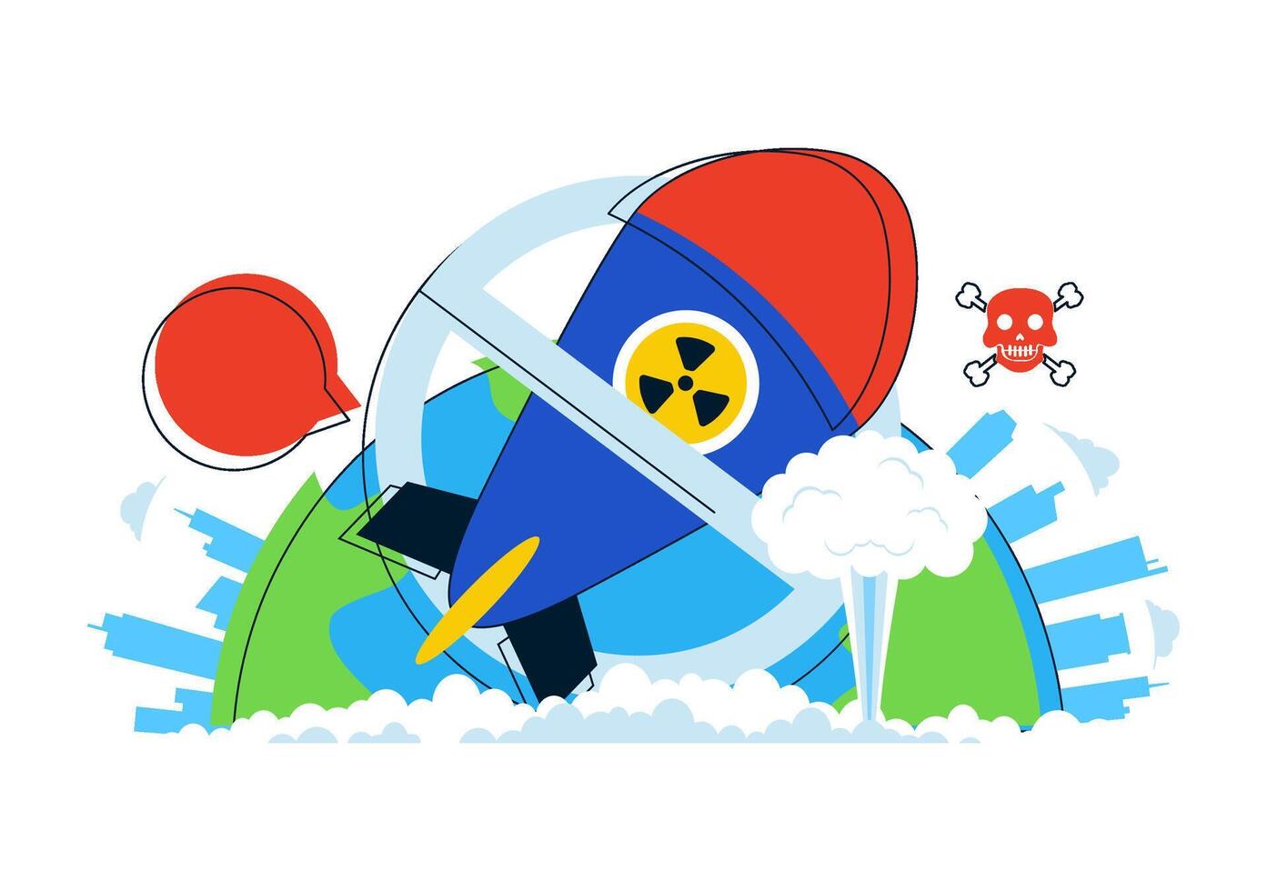 August 29 Peace Day Showing Earth and Nuclear Rocket in Flat Style vector