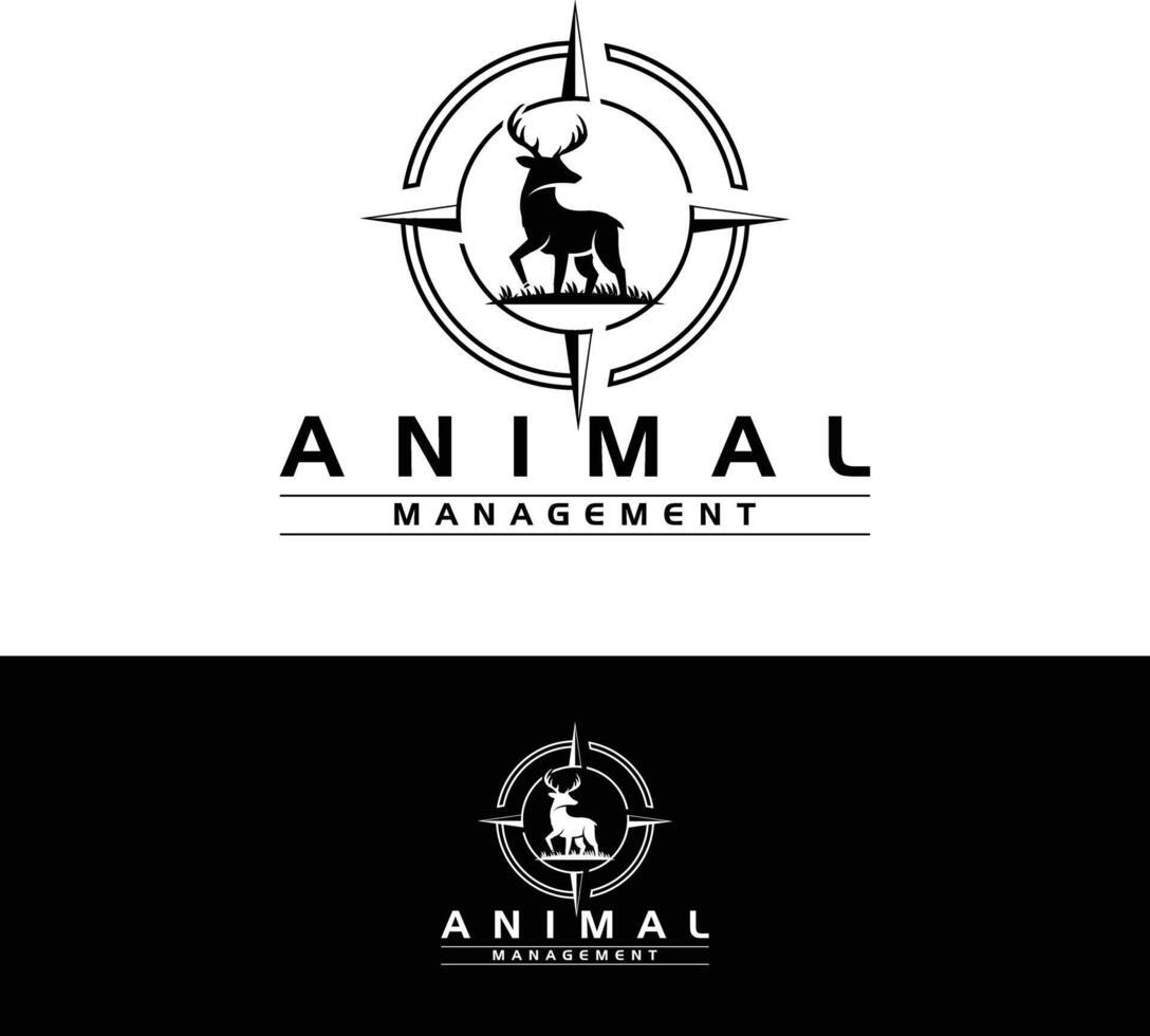 Animal Management Logo with Deer and Compass Logo vector