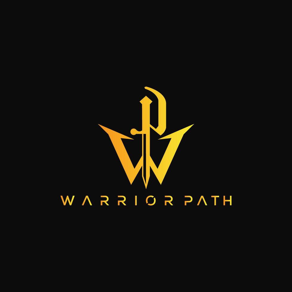 Warrior Path Sword Lettermark Logo. WP Logo vector