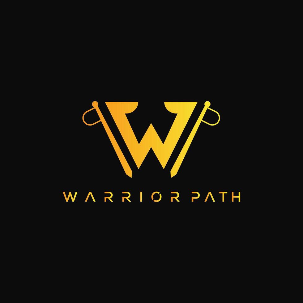 Warrior Path Sword Lettermark Logo. Wp Warrior Logo vector