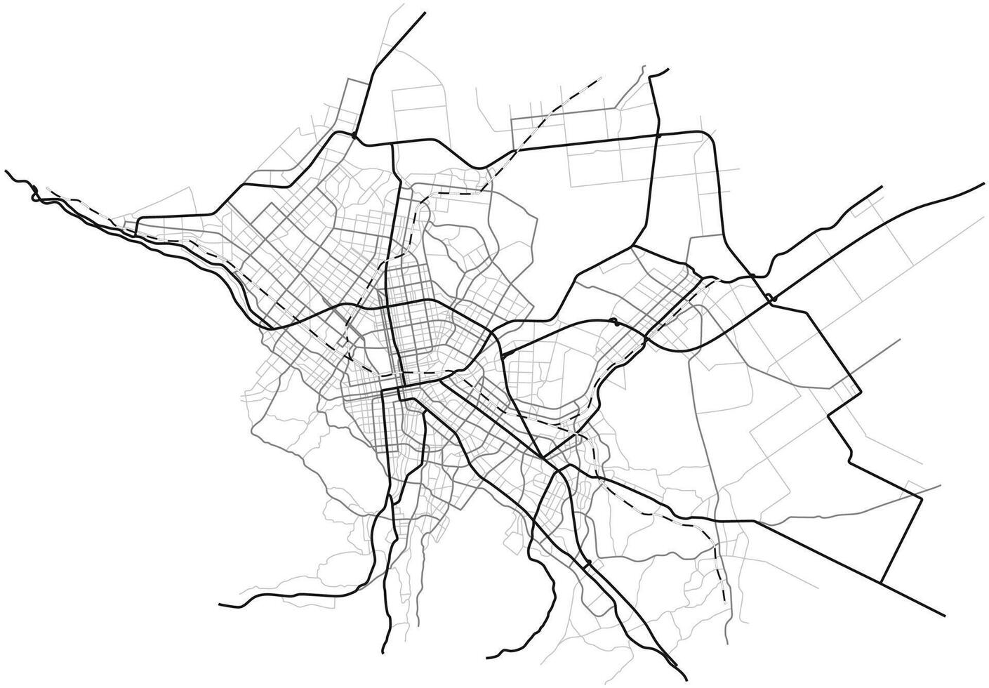 Sapporo city map Japan town streets on the plan. Monochrome line map of the scheme of road. Urban environment, architectural background vector