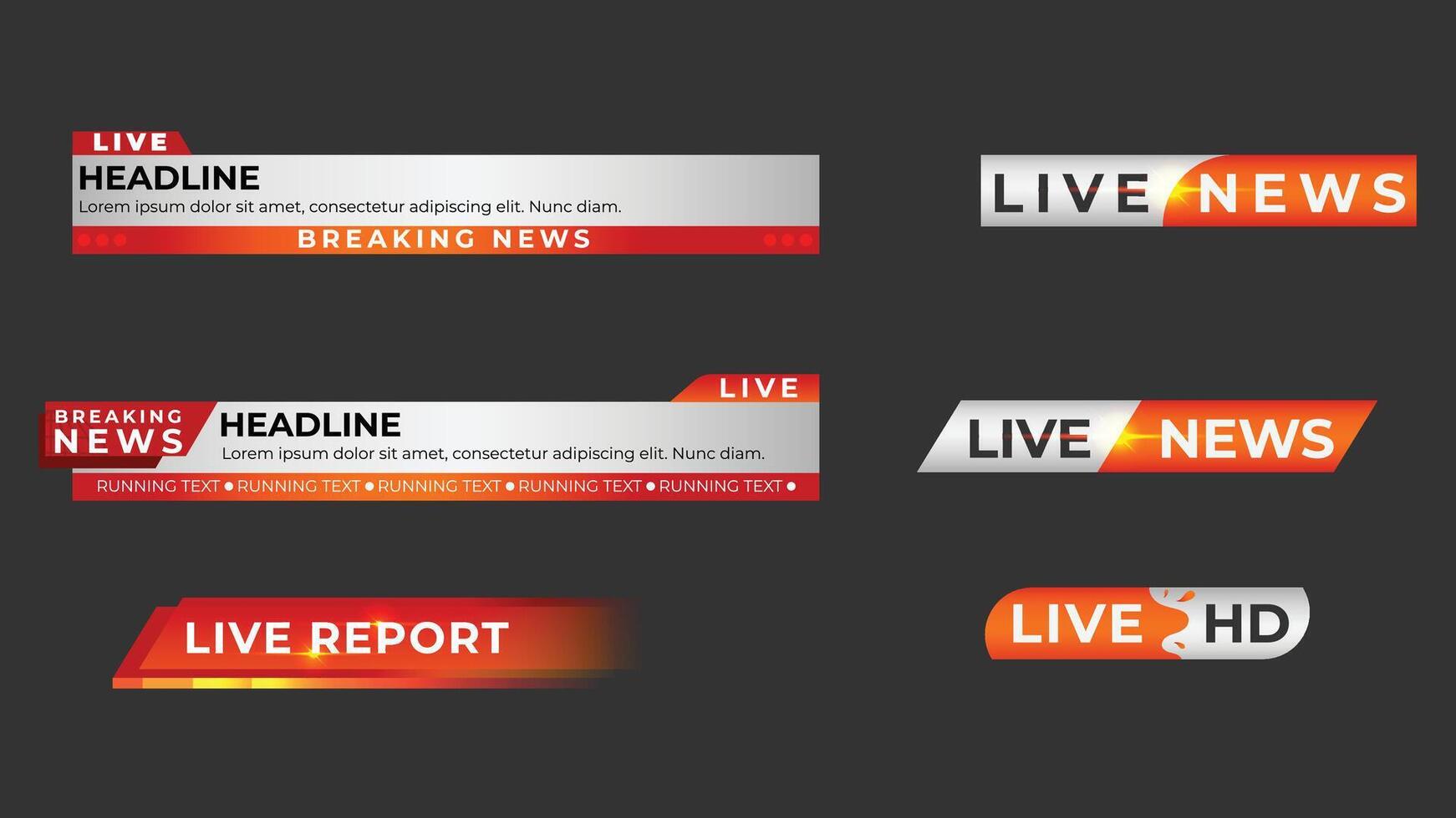 Live News Lower Thirds Templates Breaking News and TV Broadcast Graphics Pack vector