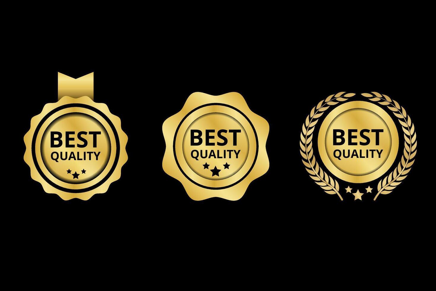 best quality gold badges set on black background vector