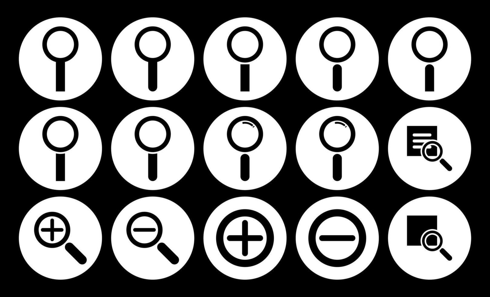 Search Icon Set With Circle Shape vector