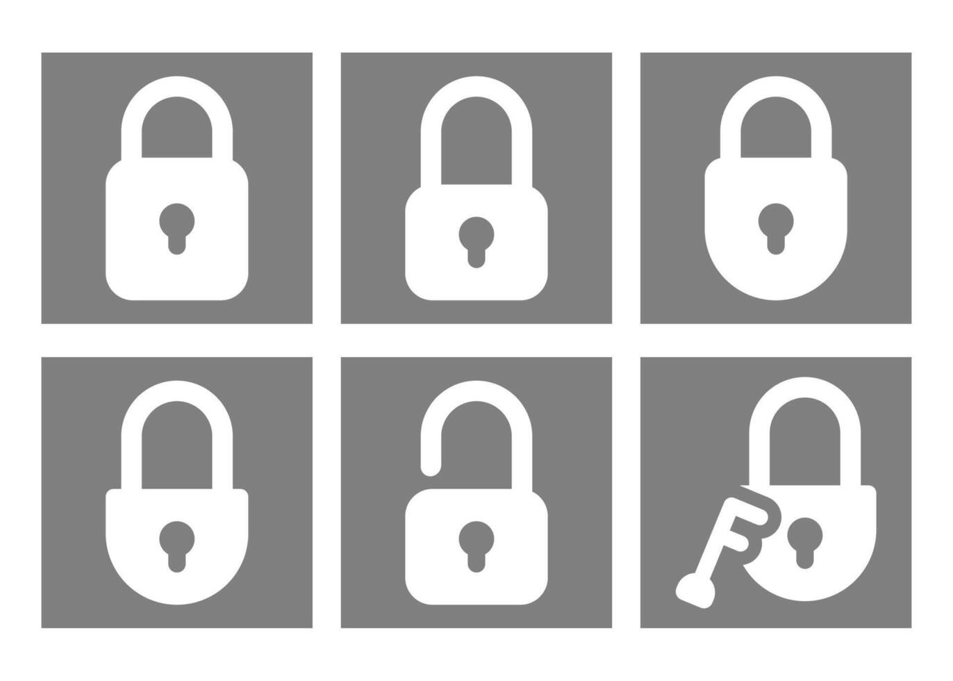 Minimalist Lock and Key Icons With Square Shape vector