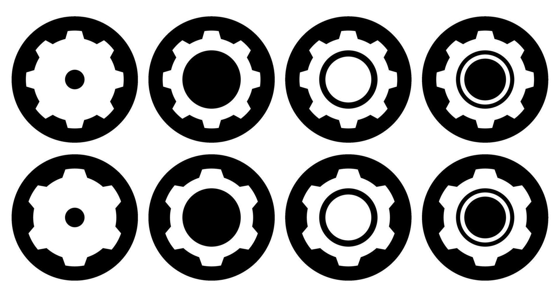 Simple Setting Icon Set With Circle Shape For Light Mode vector