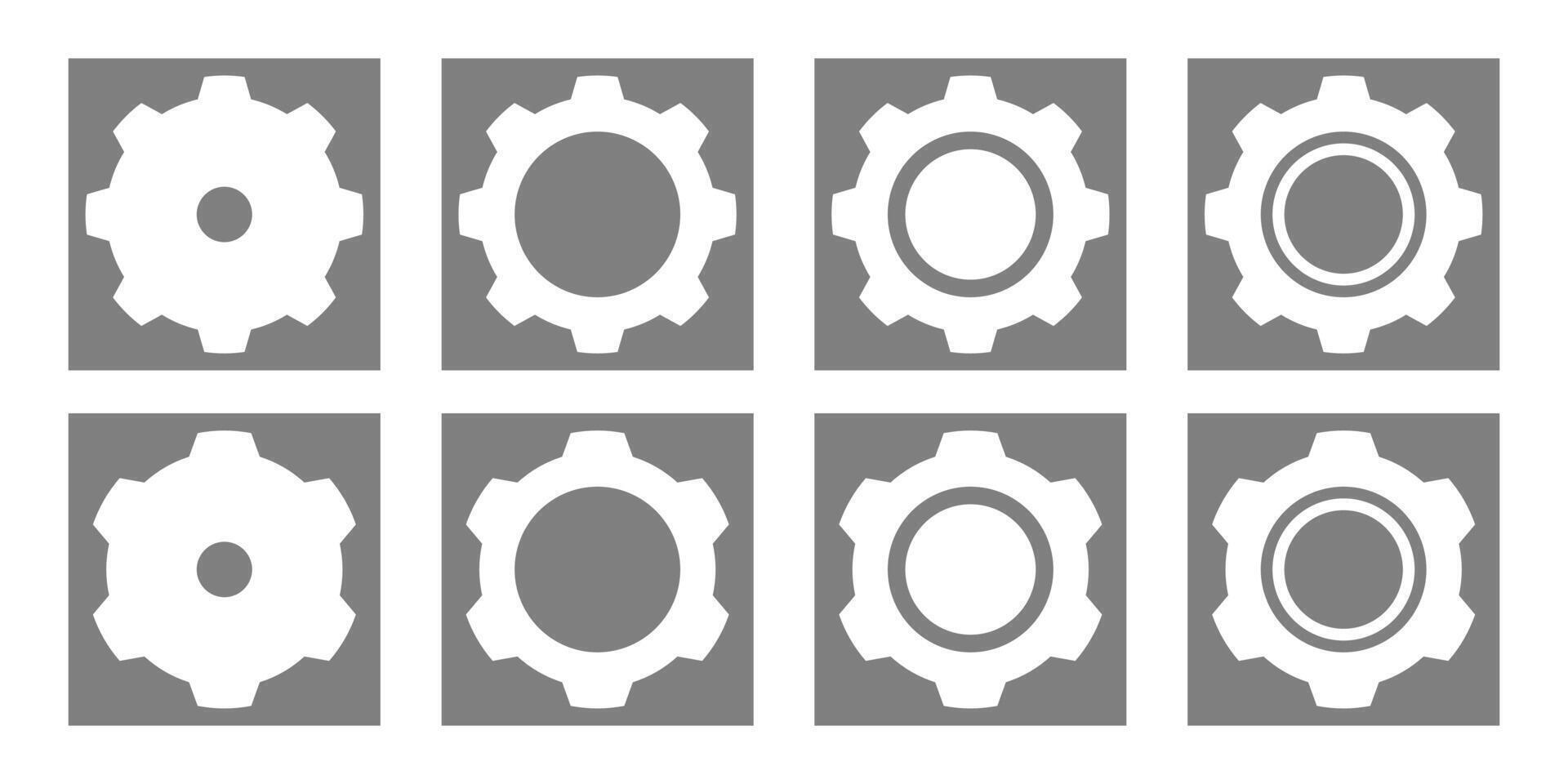 Simple Setting Icon Set With Square Shape vector