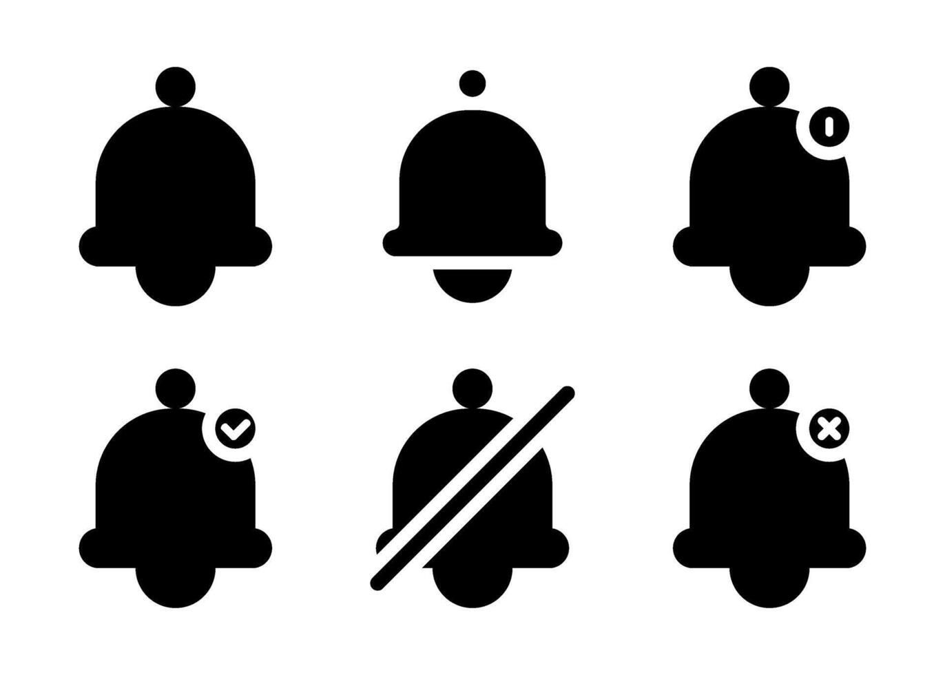 Simple Notification Bell Icon Set For Light Mode vector