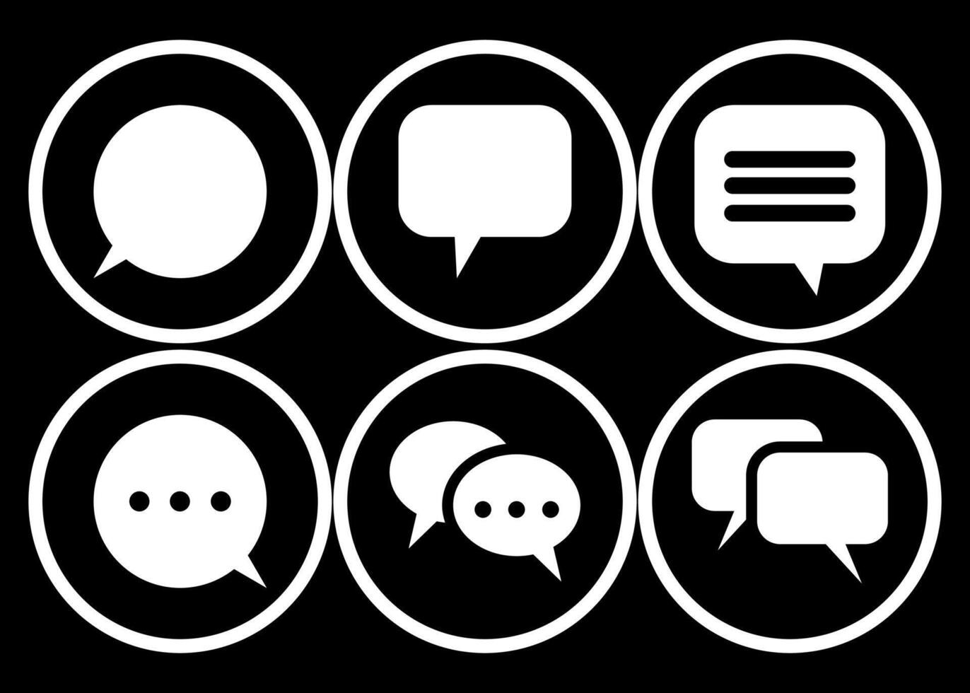 Minimalist Chat and Message Icons With Circle Line For Dark Mode vector