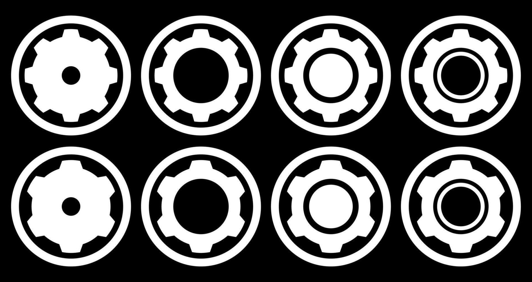 Simple Setting Icon Set With Circle Line For Dark Mode vector
